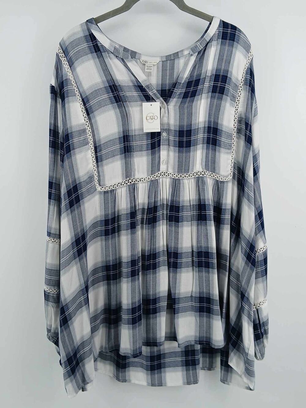 Blue plaid blouse, Cato brand, size 26/28W